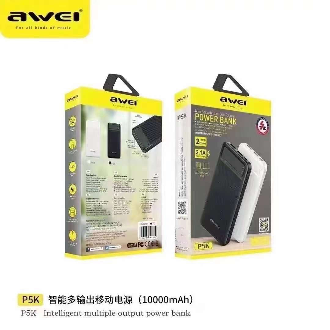 Awei PA-68 22.5W 10000mAh Power Bank with Dual Fast Charging Cables