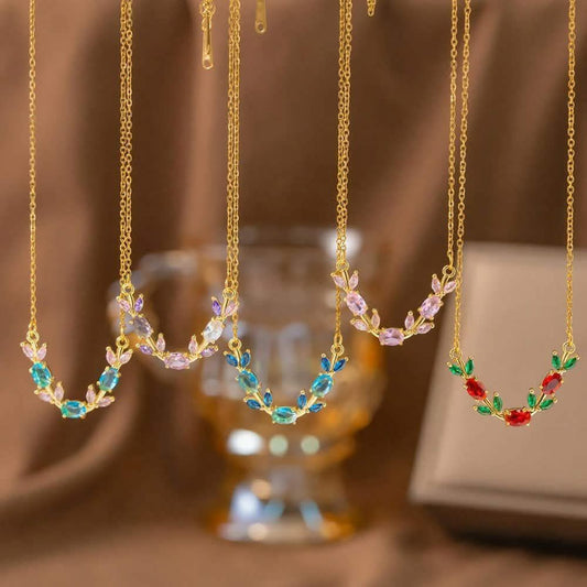 Elegant Crystal Blossom Pendant Necklace – Gold Plated Luxury Jewelry